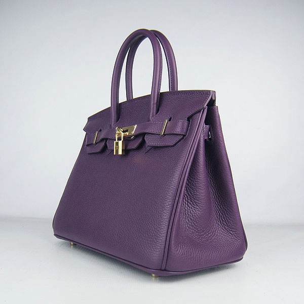 Replica Hermes Birkin 30CM Togo Leather Bag Purple 6088 On Sale - Click Image to Close
